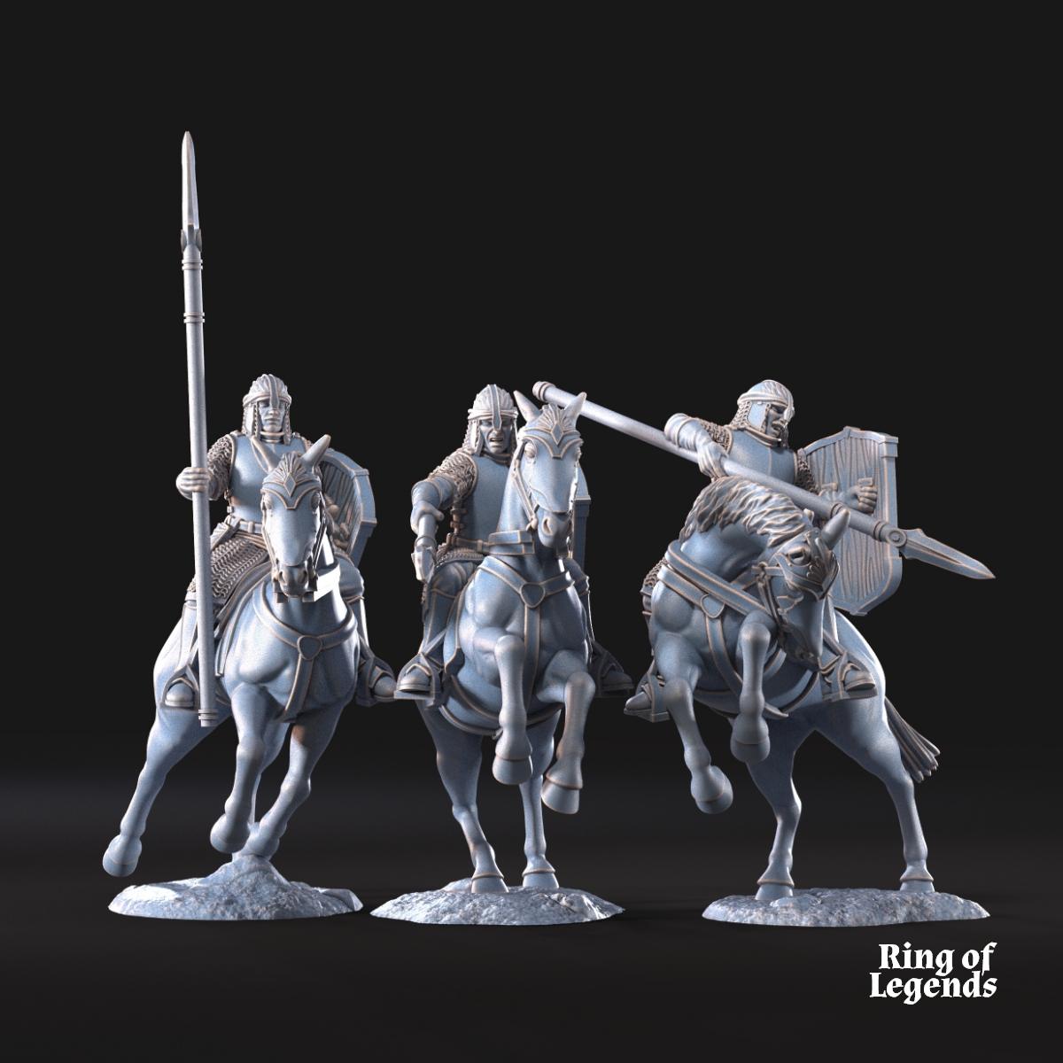 3x North Warrior Riders with Spear and Shield | North Humans | Ring of Legends